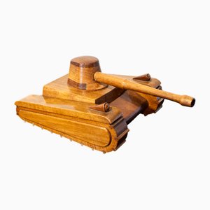 Caja tanque vintage de madera, años 50