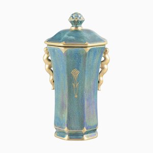 Large Octagonal Lidded Vase by Josef Ekberg for Gustavsberg, 1940s