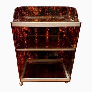 Smoked Acrylic Glass Apartment Bar in Imitation Tortoiseshell, 1970s
