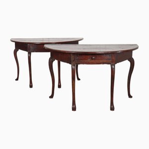 Italian Demi-Lune Console Tables, Set of 2