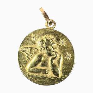 Colgante de diamantes con querubines de Raphaels francés en oro amarillo de 18 k, años 20