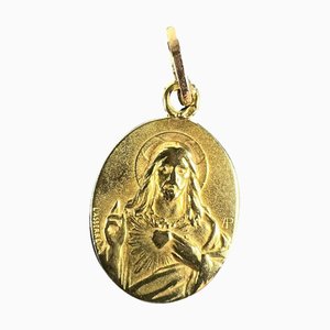Pendentif Médaille en Or Jaune 18k, France, 1920s