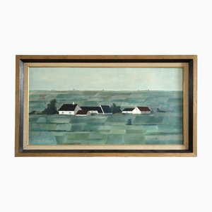 Géométrie Pastorale, Peinture à l'Huile, Encadrée