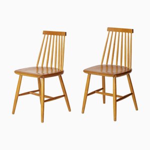 Set of Vintage Scandinavian Pinocchio Dining Chairs in Beechwood by Yngve Ekström, 1960s