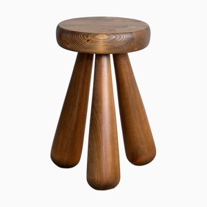 Taburete escandinavo de pino con patas gruesas, años 80