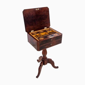 Antique Walnut Thread Table, Western Europe, 1860s