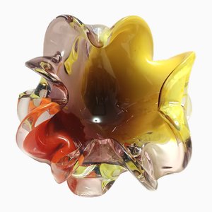 Grand Cendrier en Verre de Murano Polychrome attribué à Toso, Italie, 1960
