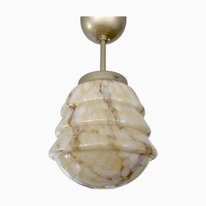 Lampada a sospensione Art Déco in vetro marmorizzato, anni '30