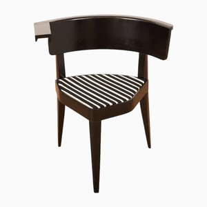 Three-Legged Armchair B1 with Black Lacquered Wood Frame and Upholstered Seat Covered in Fabric by Stefan Wewerka for Tecta, 1978.