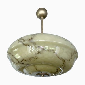 Lampada a sospensione Art Déco in vetro marmorizzato, anni '30