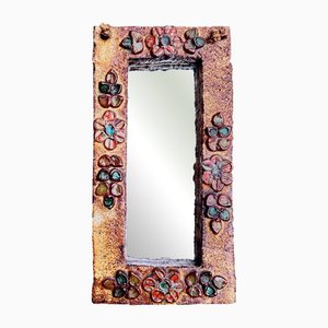 Mid-Century Modern French Wall Mirror in Ceramic, 1950s