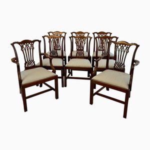 Antike viktorianische Esszimmerstühle aus geschnitztem Mahagoni, 1880er, 8 . Set