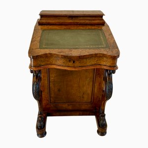 Antique Victorian Burr Walnut Freestanding Davenport, 1860s
