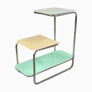 Support pour Plante Bauhaus en Chrome avec Étagères en Verre Coloré par Robert Slezák, 1930s