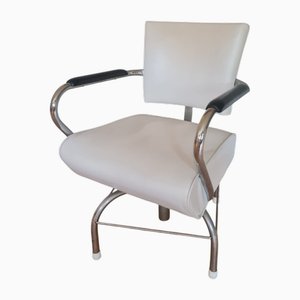 Silla de salón de vinilo blanco, años 60