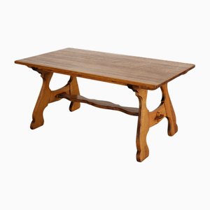 Mesa de comedor brutalista de roble, años 50