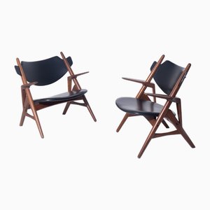 Set of Vintage Chairs in Black Skay by Hans J. Wegner for De Padova, 1960
