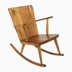 Rocking Chair Brutaliste en Pin par Göran Malmvall, Suède, 1960s