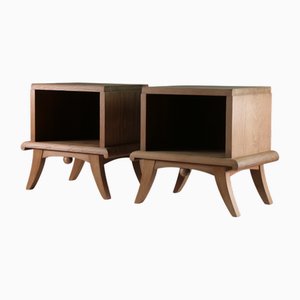Französische Vintage Art Deco Nachttische aus Eiche, 1930er, 2er Set