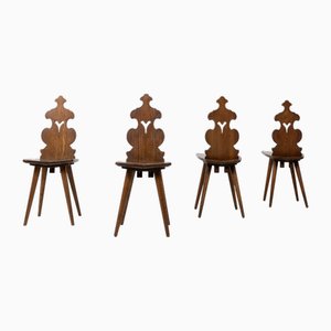 Brutalist Folk Art Chairs, 1950s, Set of 4