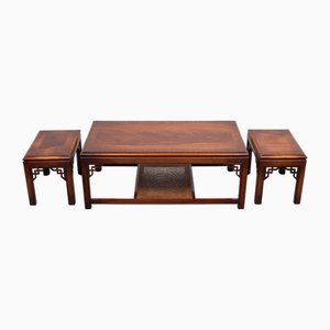 Drexel Chippendale Coffee Table and Insert Tables, 1970s, Set of 3