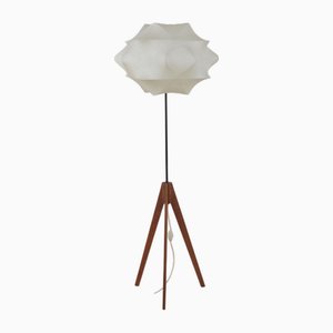 Cocoon Floor Lamp with Teak Tripod Base, 1960s