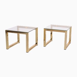Vintage Brass Square Side Tables by Renato Zevi, 1970s, Set of 2