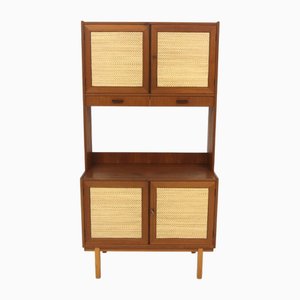 Teak and Rattan Bookcase, Sweden, 1960s