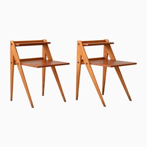 Scandinavian Bedside Tables with Shelves, 1960s, Set of 2
