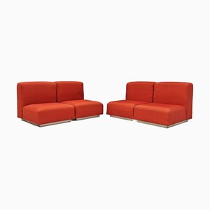 Modulares Space Age Sofa mit rotem Bezug, 1970er, 4er Set