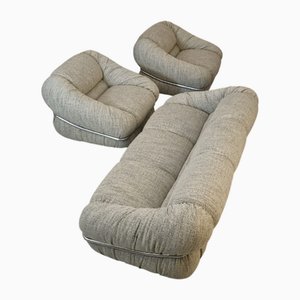 Italienisches 3-Sitzer Sofa & Sessel von De Pas, D'Urbino & Lomazzi, 1970er, 3er Set