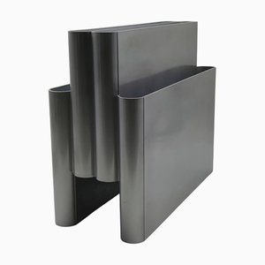 Silver Model 4676 Magazine Holder by Giotto Stoppino for Kartell, Italy, 1970s