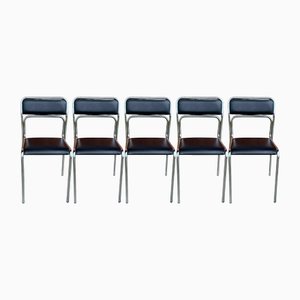 Bauhaus Esszimmerstühle aus Chrom & Kunstleder, 1980er, 5 . Set