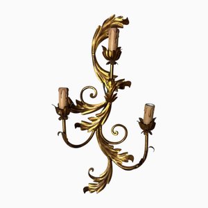 Italian Rococo Style Wall Sconce in Gilt Brass Sheet and Casting, 1935