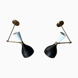 Italienische Wandleuchten aus Messing & Lackiertem Metall im Stilnovo-Stil, 2000er, 2er Set