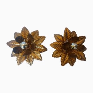 Appliques Murales Florales Hollywood Regency, Italie, 1970s, Set de 2