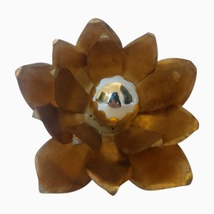 Hollywood Regency Gilt Lotus Wall Sconce, Italy, 1970s