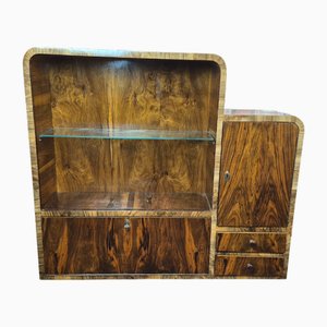 Art Deco Walnut Display Cabinet with Bar, 1940s