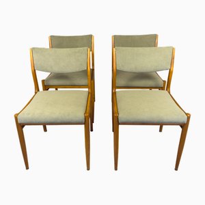 Vintage Scandinavian Dining Chairs in Beech and Green Upholstery, Set of 4