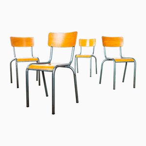 French Model 510 Aqua Stacking Dining Chairs from Mullca, 1950s, Set of 4