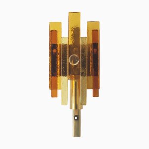 Stacked Glass and Brass Wall Sconce by Svend Aage Holm Sørensen for Hassel & Teudt, 1960s