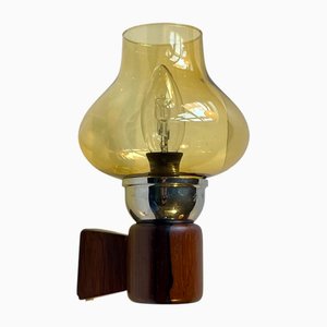 Swedish Wall Sconce with Honey Smoke Glass Shade, 1960s