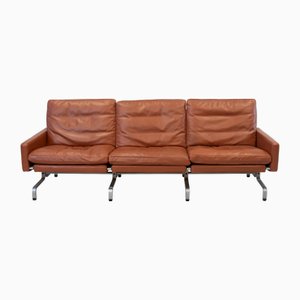Sofas in Cognac Leather attributed to Paul Kjaerholm for Kold Christensen, 1970s, Set of 3