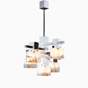 Cubic Chandelier attributed to Gaetano Sciolari for AV Mazzega, Italy, 1970s