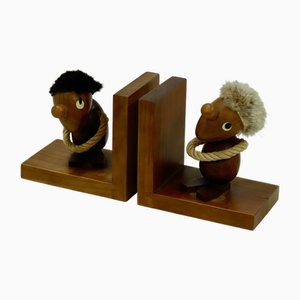 Sujetalibros optimista y pesimista daneses de Hans Bolling, años 60. Juego de 2