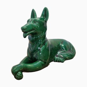 Art Deco Ceramic German Shepherd Figurine from Saint Clement, 1930s