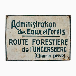 Insegna Route Forestière de l'Ungersberg in metallo, anni '40