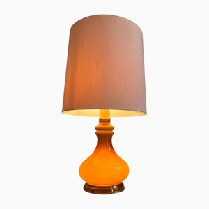 Lampada da tavolo alta in vetro e seta