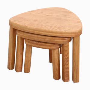 Brutalist Triangular Oak Side Tables, 1970s