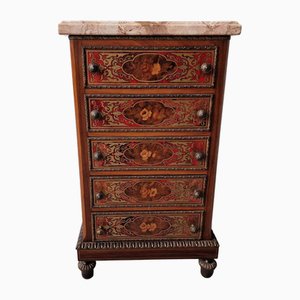 Boulle-Style Chest of Drawers with Marble